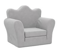 vidaXL Canapé-lit pour enfants 357053 – gris clair peluche douce avec dossier et accoudoirs