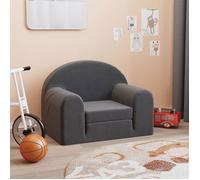 vidaXL Canapé-lit pour enfants Lit de jour avec dossier et accoudoirs Peluche douce Anthracite