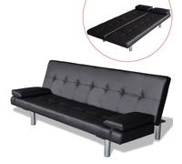 vidaXL Canapé-lit Ajustable 2 Oreillers Cuir Synthétique Noir Canapé-lit Salon