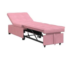 vidaXL Canapé-Lit Rose 194 x 67 x 82 cm Velours | Transforme un canapé en lit ou en fauteuil, Super facile à passer de canapé à lit avec une sangle, Trois angles de confort