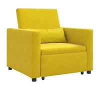 vidaXL Canapé Lit Simple avec des Roues Jaune 90 x 165 x 87 cm Velours, Canapé Convertible Moderne, Dossier réglable, Gain de Place, Design Chic, lit d'appoint pour Vos invités
