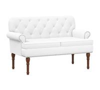vidaXL Canapé Love Seat avec capitonnage en Boutons Blanc Simili Cuir