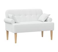 vidaXL Canapé Love Seat avec capitonnage en Boutons Blanc Tissu,