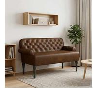 vidaXL Canapé Love Seat avec capitonnage en Boutons Marron Simili Daim,
