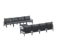vidaXL Ensemble de canapé de jardin avec coussins 9 pcs Anthracite Acier & Tissu
