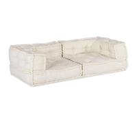 vidaXL Pouf modulaire 140x70x36 cm – Crème – Convertible – Tissu coton – Rembourrage mousse
