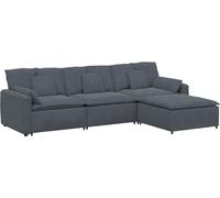 vidaXL Canapé modulaire avec pouf et coussins Gris foncé