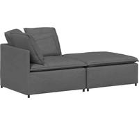 vidaXL Canapé modulaire avec repose-pieds Coussin Tissu Gris foncé