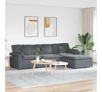 vidaXL Canapé modulaire avec Repose-Pieds et Coussins Gris foncé, canapé sectionnel, canapé en L, canapé sectionnel en Velours