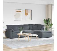 vidaXL Canapé modulaire et Repose-Pieds et Coussins Velours Gris foncé, canapé sectionnel, canapé en L, canapé sectionnel en Velours