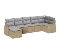 vidaXL Canapé modulaire sans Table, Beige et Gris Clair, tressé à la Main en rotin. Dimensions : 289 x 124 x 85 cm. Pieds Ajustables. Ensemble de mobilier d'extérieur de 6 pièces avec Coussins, parfa
