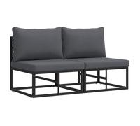 vidaXL Canapé moyen 2X Noir et Anthracite - Cadre en Aluminium avec Tissu Polyester 160G - Utilisation extérieure - Design moderne - Résistant aux intempéries - Coussin en mousse - Housses amovibles a