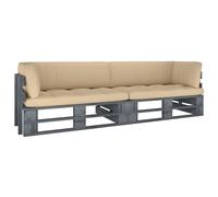 Bois de Pin Imprégné Salon de Jardin Palette 6pcs avec Coussins Patio vidaXL