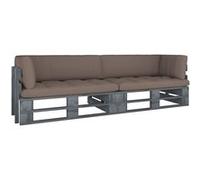 Vidaxl Canapé Palette 2 Places Avec Coussins Pin Imprégné De Gris Gris
