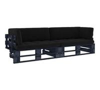 Vidaxl Canap¿¿ Palette 2 Places Avec Coussins Pin Impr¿¿Gn¿¿ De Noir Noir