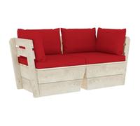 vidaXL Canapé palette à 2 places de jardin avec coussins, Bois d'épicéa