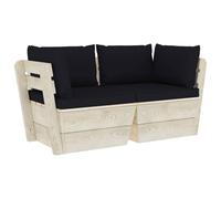 Vidaxl Canapé Palette À 2 Places De Jardin Avec Coussins Bois D'épicéa