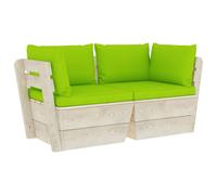 Vidaxl Canapé Palette À 2 Places De Jardin Avec Coussins Bois D'épicéa