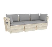 Vidaxl Canapé Palette À 3 Places De Jardin Avec Coussins Bois D'épicéa