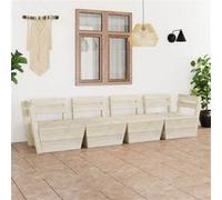 vidaXL Canapé palette à 4 places de jardin Bois d'épicéa imprégné Or G