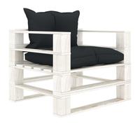 Vidaxl Canapé Palette De Jardin Avec Coussins Anthracite Bois