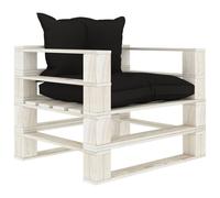 Vidaxl Canapé Palette De Jardin Avec Coussins Noir Bois