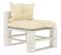 Vidaxl Canapé Palette De Milieu De Jardin Avec Coussins Crème Bois
