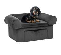 Vidaxl Canapé Pour Chien Avec Tiroir Gris Foncé 75x50x38 Cm Peluche