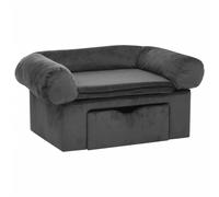 vidaXL Canapé pour chien avec tiroir gris foncé 75x50x38 cm peluche