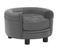 vidaXL Canapé pour Chien Gris 48x48x32 cm Peluche et Similicuir Sofa pour Chat 170956