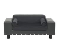Vidaxl Canapé Pour Chien Gris Foncé 81x43x31 Cm Peluche Et Similicuir
