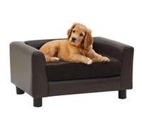 Vidaxl Canapé Pour Chien Marron 60x43x30 Cm Peluche Et Similicuir