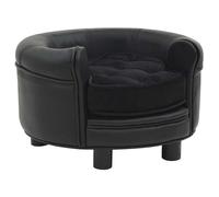 vidaXL Canapé pour Chien Noir 48x48x32 cm Peluche et Similicuir Sofa pour Chat 170957