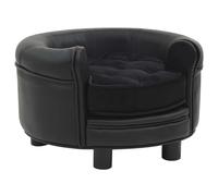 vidaXL Canapé pour Chien Noir 48x48x32 cm Peluche et Similicuir Sofa pour Chat