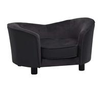 vidaXL Canapé pour chien Noir 69x49x40 cm Peluche et cuir synthétique