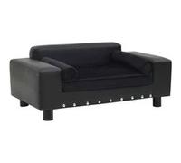 vidaXL Canapé pour Chien Noir 81x43x31 cm Peluche et Similicuir Sofa pour Chat 170954 Noir G