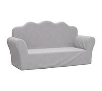 vidaXL Canapé pour enfants 2 places Lit de jour peluche douce avec dossier et accoudoirs Gris clair