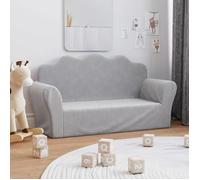 vidaXL Canapé pour enfants 2 places Lit de jour peluche douce avec dossier et accoudoirs Gris clair