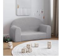 vidaXL Canapé pour enfants 2 places – accoudoirs et dossier – gris clair peluche douce