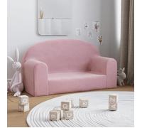 vidaXL Canapé enfants 2 places – accoudoirs et dossier, peluche douce – Rose