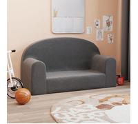 vidaXL Canapé pour enfants 2 places – siège avec accoudoirs et dossier – anthracite peluche douce