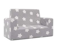 vidaXL Canapé pour enfants à 2 places – Gris clair étoiles – Peluche douce