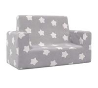vidaXL Canapé pour enfants à 2 places – Gris clair étoiles – Peluche douce