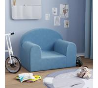 vidaXL Canapé pour Enfants, Siège avec Accoudoirs, Fauteuil avec Dossier pour Tout-Petits, Meuble de Chambre Maison, Bleu Peluche Douce