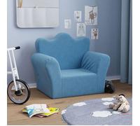 vidaXL Canapé pour enfants 357044 - Siège en peluche douce avec accoudoirs et dossier - Bleu