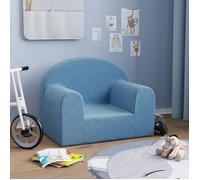 vidaXL Canapé pour enfants 357008 – Fauteuil avec dossier et accoudoirs peluche douce Bleu