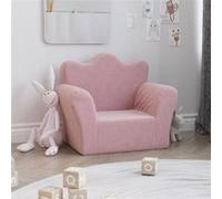vidaXL Canapé pour Enfants, Siège avec Accoudoirs, Fauteuil avec Dossier pour Tout-Petits, Meuble de Chambre Salon, Rose Peluche Douce Rose G