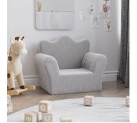 vidaXL Canapé pour enfants 357041 – Fauteuil avec accoudoirs et dossier, gris clair peluche douce