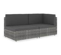Canapé Sectionnel 2 Places Résine Tressée Gris Sofa Jardin Extérieur vidaXL