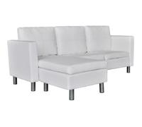 Canapé Sectionnel À 3 Places Cuir Synthétique Blanc Blanc